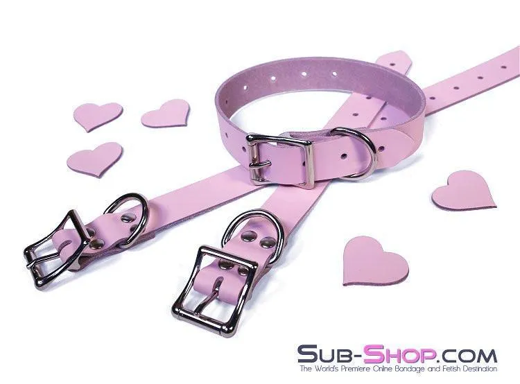 0886A      Princess Pink Leather Buckling Bondage Straps