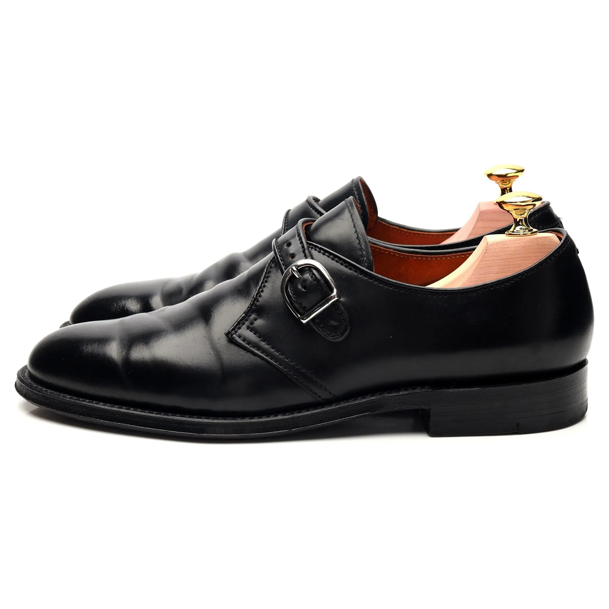 '1655' Black Cordovan Leather Monk Strap UK 7.5 US 8 D