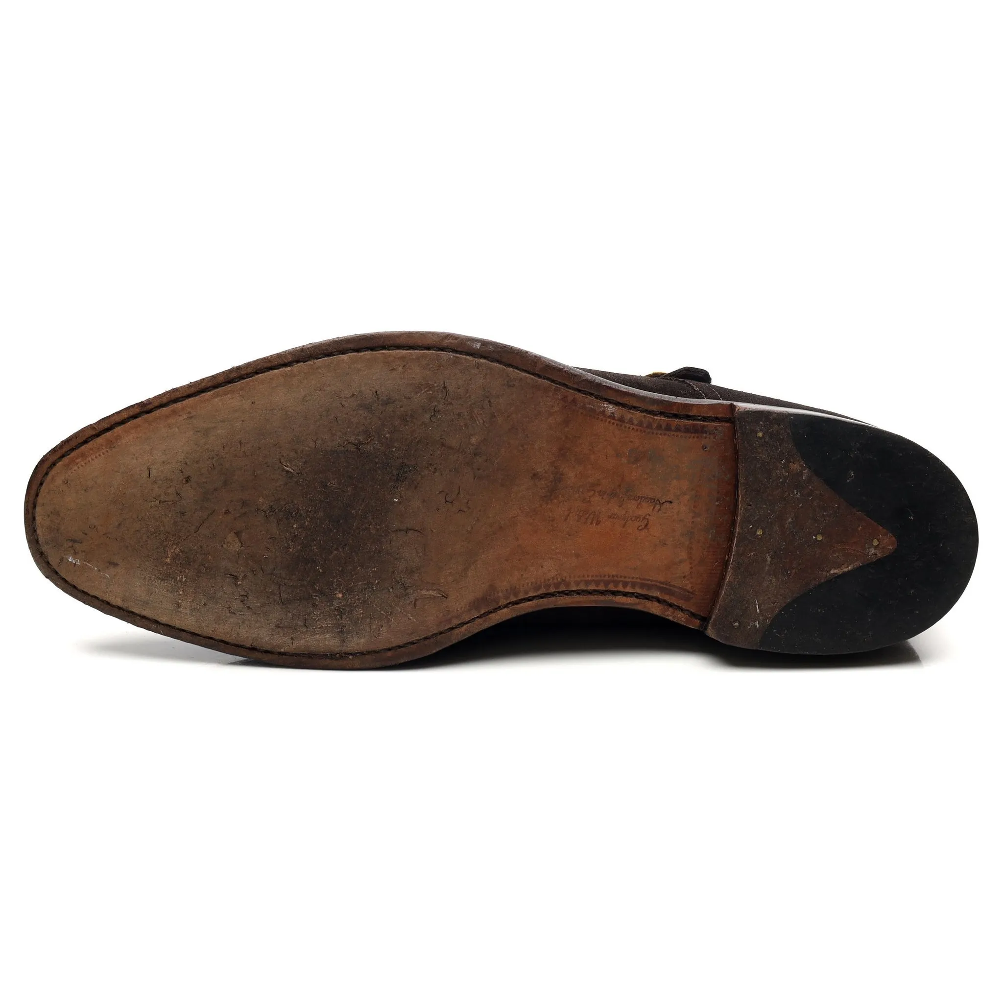 1880 'Cannon' Dark Brown Suede Double Monk Strap UK 10.5 F