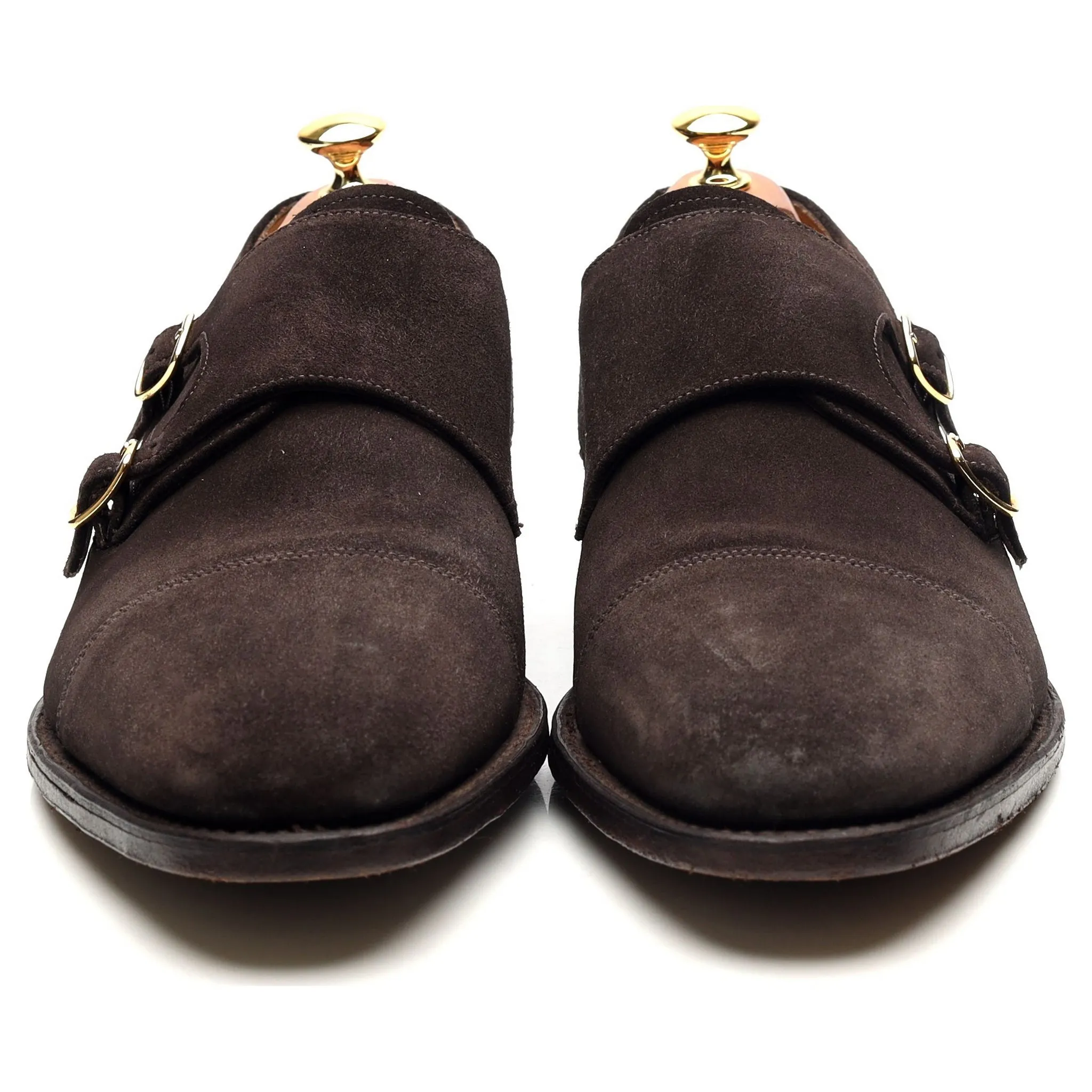 1880 'Cannon' Dark Brown Suede Double Monk Strap UK 10.5 F