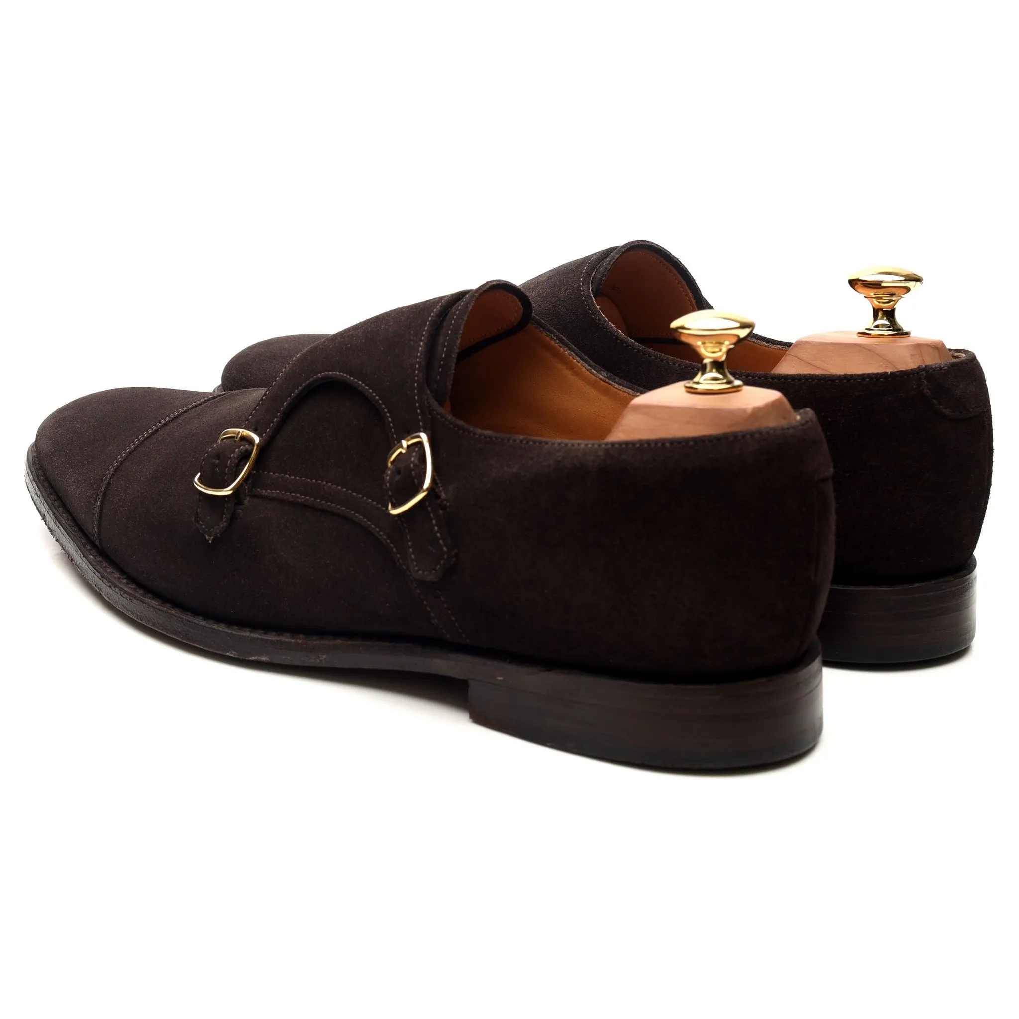 1880 'Cannon' Dark Brown Suede Double Monk Strap UK 10.5 F