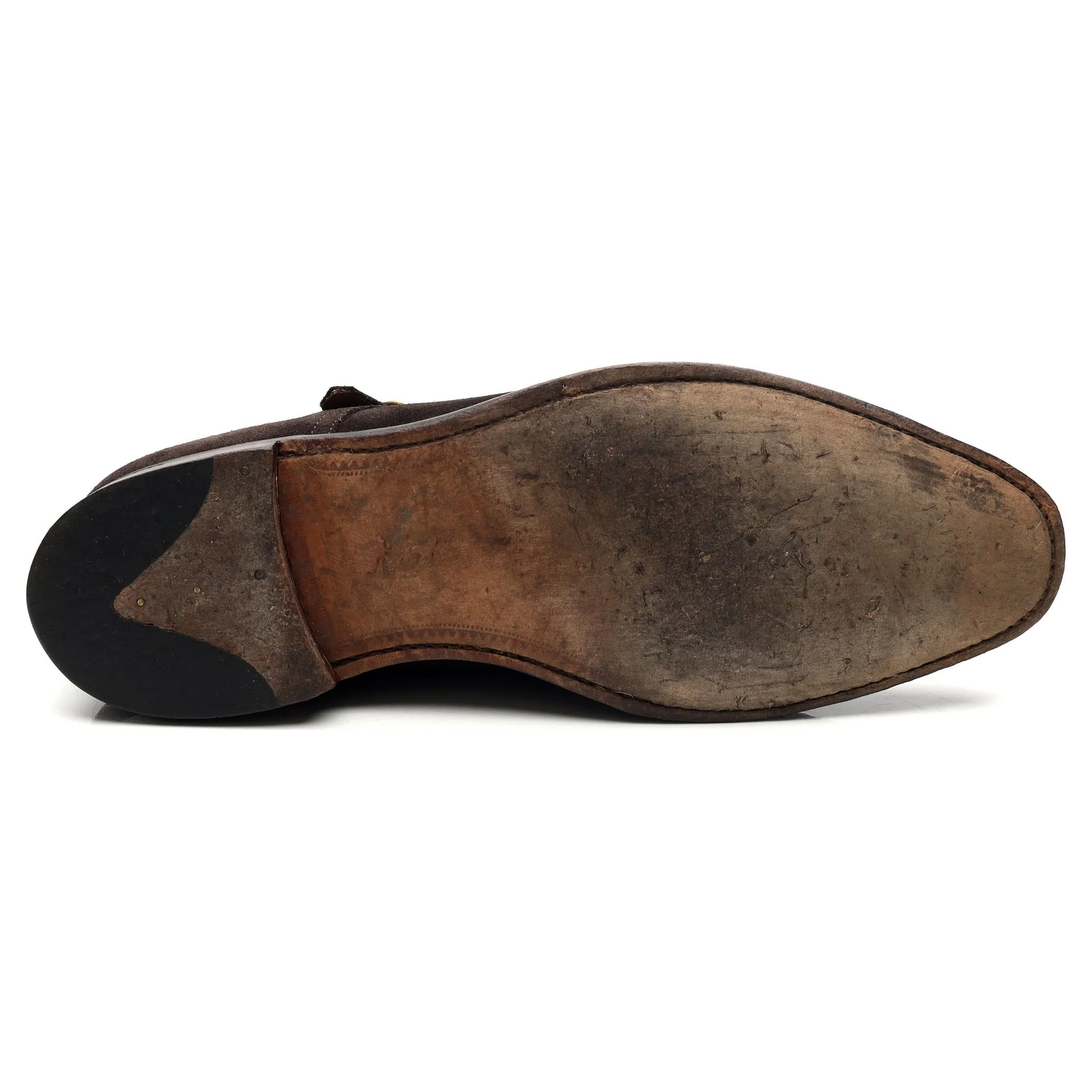1880 'Cannon' Dark Brown Suede Double Monk Strap UK 10.5 F