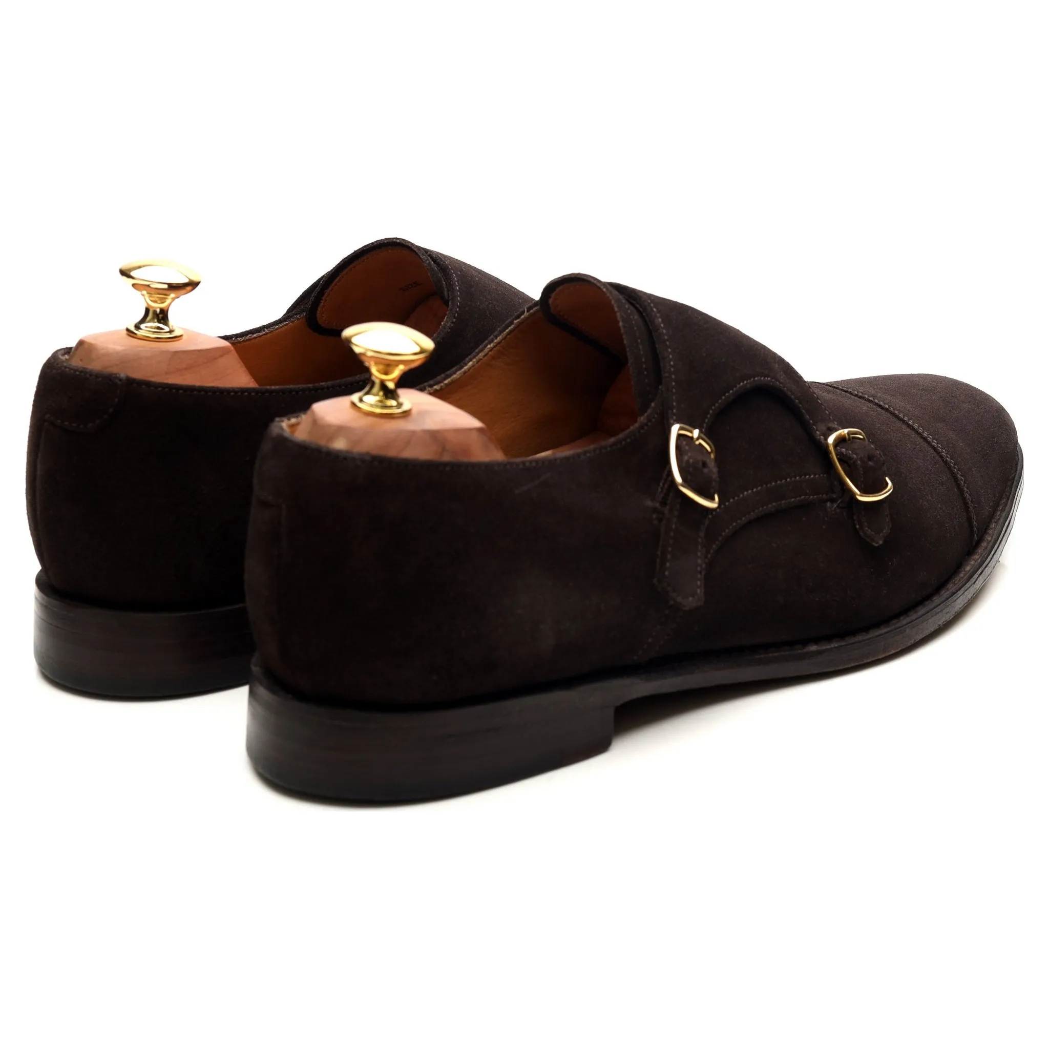 1880 'Cannon' Dark Brown Suede Double Monk Strap UK 10.5 F