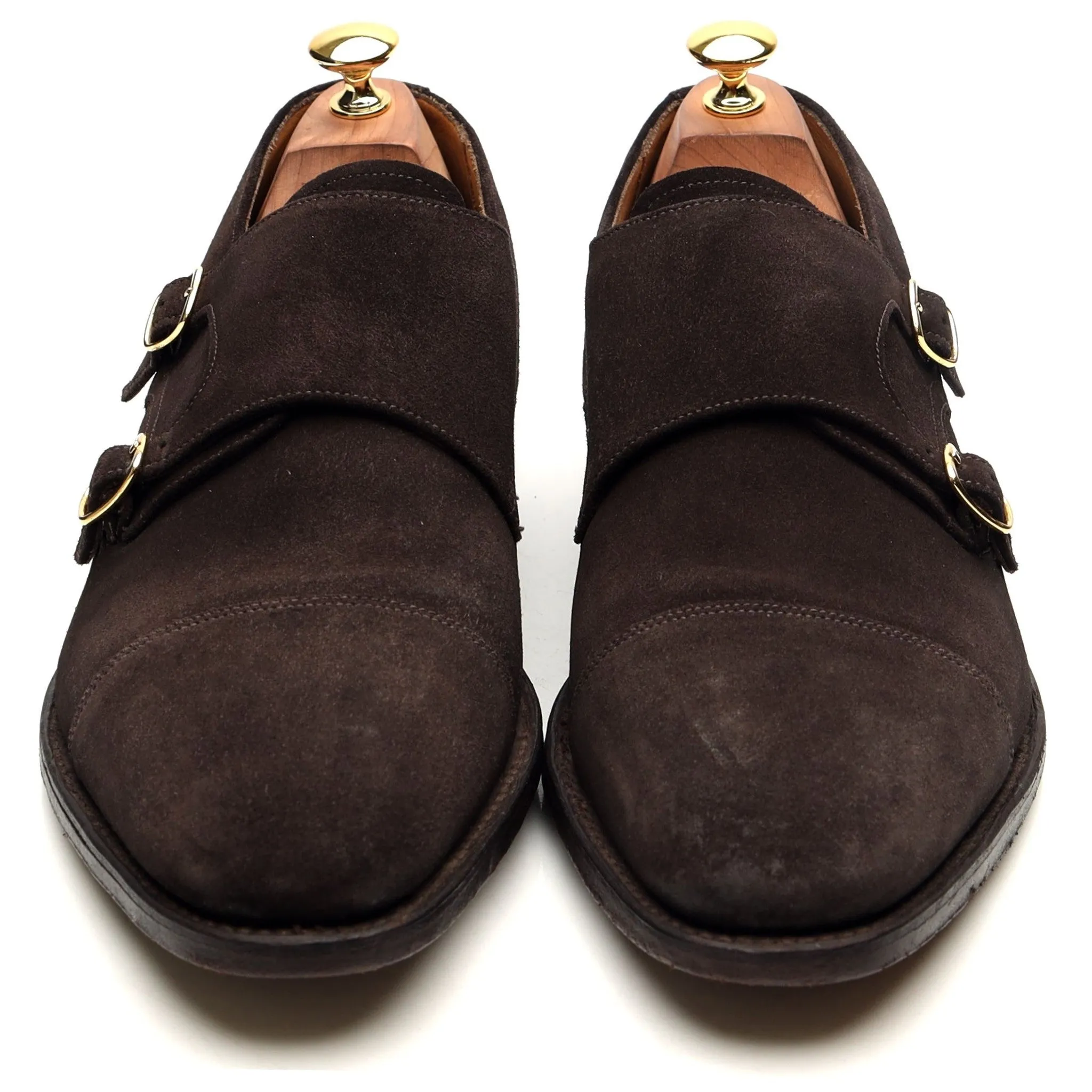 1880 'Cannon' Dark Brown Suede Double Monk Strap UK 10.5 F
