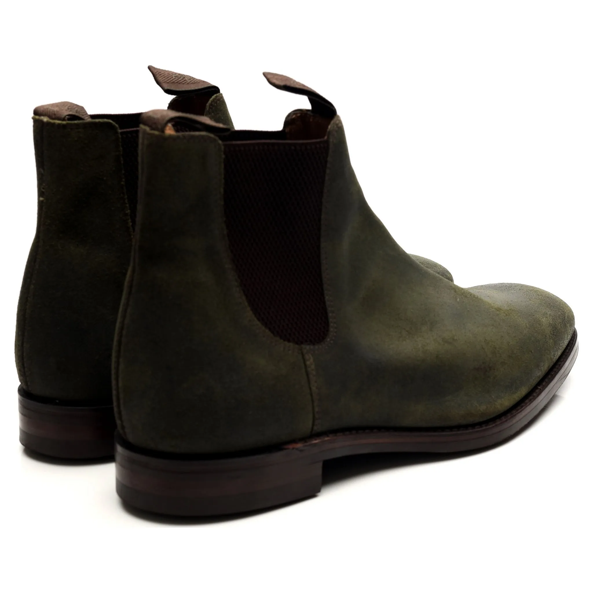 1880 'Chatsworth' Green Waxed Suede Chelsea Boots UK 12 G