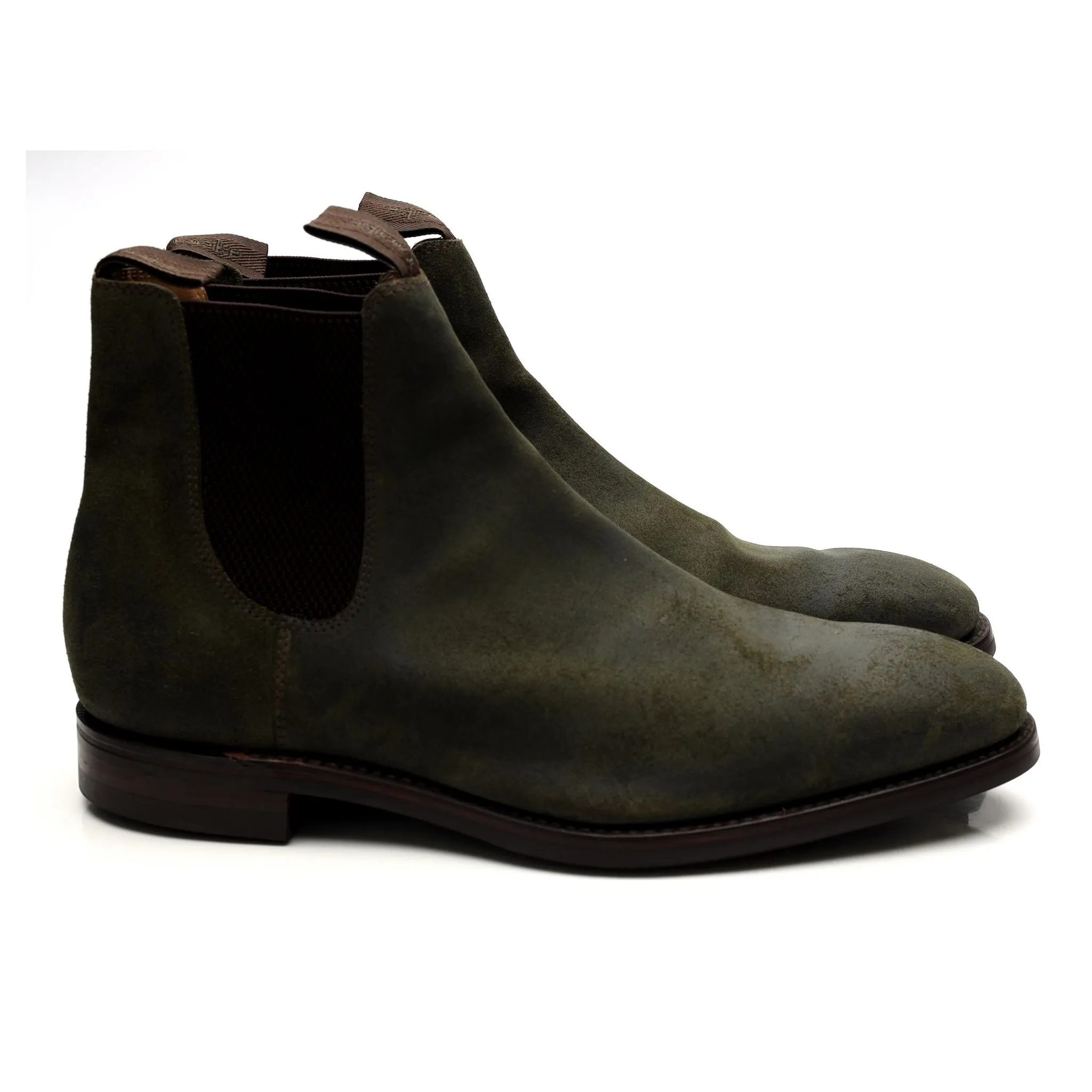 1880 'Chatsworth' Green Waxed Suede Chelsea Boots UK 12 G