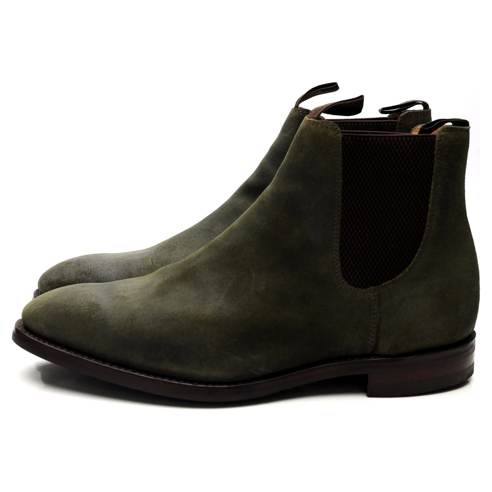 1880 'Chatsworth' Green Waxed Suede Chelsea Boots UK 12 G