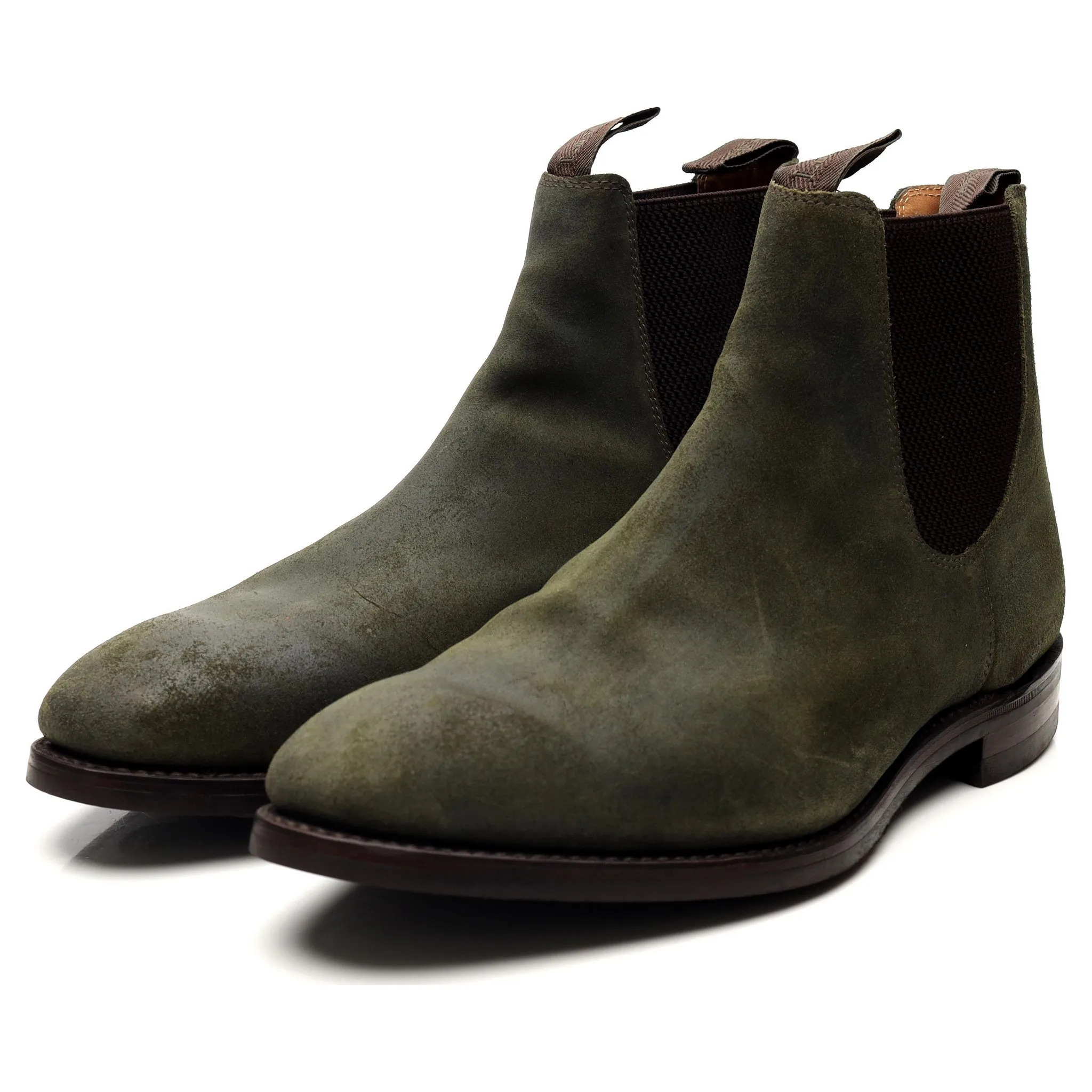 1880 'Chatsworth' Green Waxed Suede Chelsea Boots UK 12 G