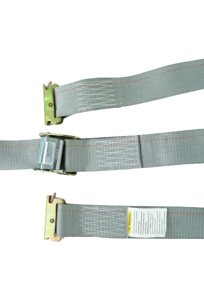 2" x 16' Grey Interior Van Strap Cam Buckle Assembly with E-Track Fitting