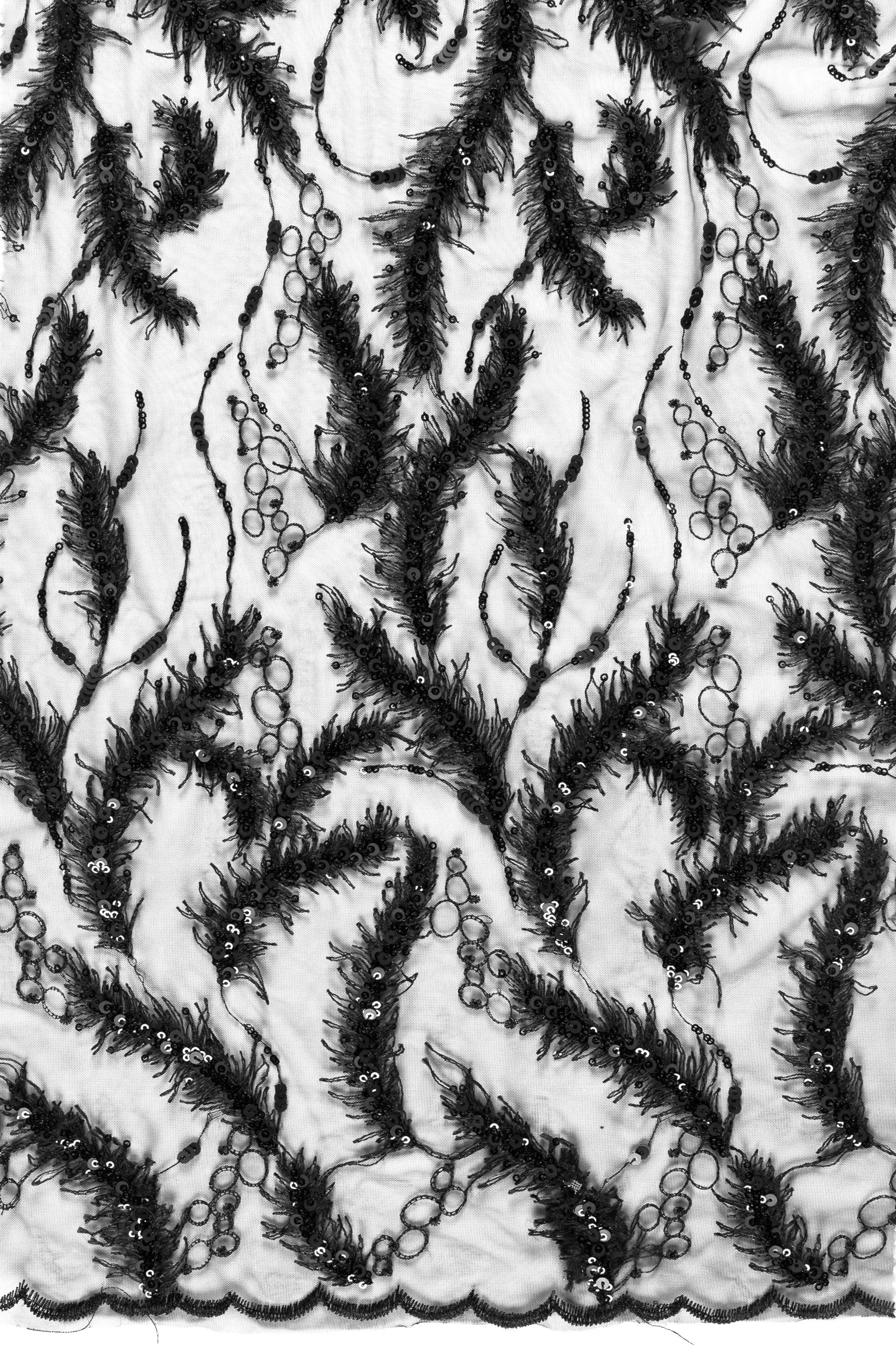 3D Small Fringed Eyelashes Sequin Embroidery Fabric