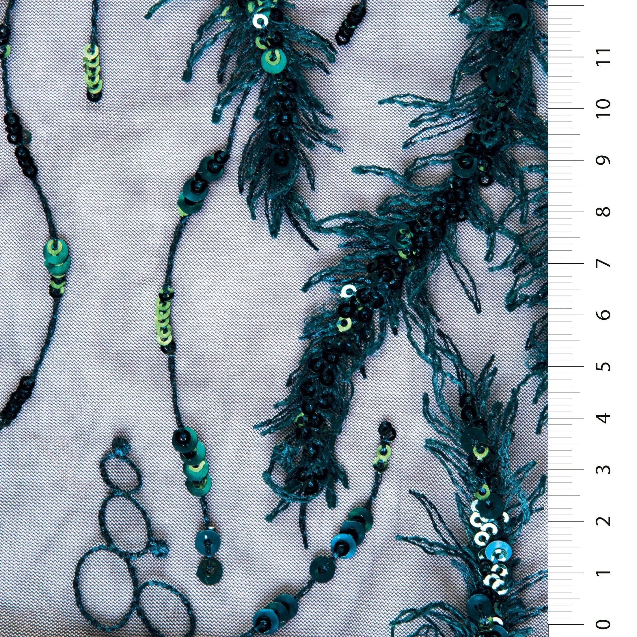 3D Small Fringed Eyelashes Sequin Embroidery Fabric