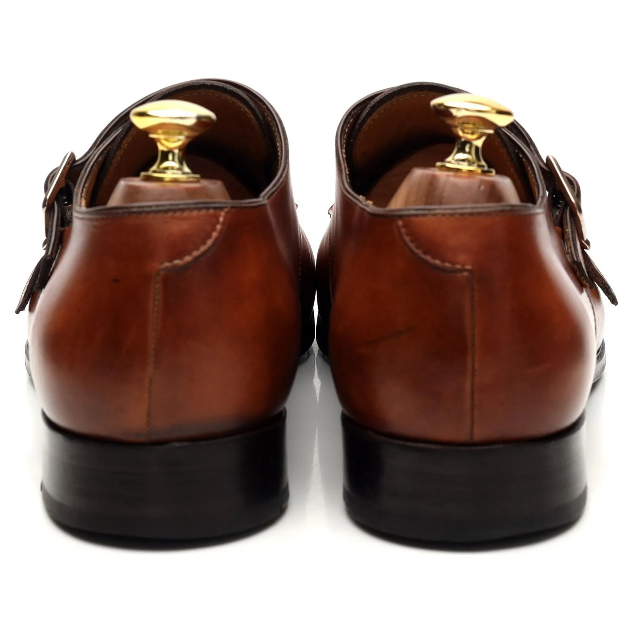 '9287' Tan Brown Leather Double Monk Strap UK 8.5 E