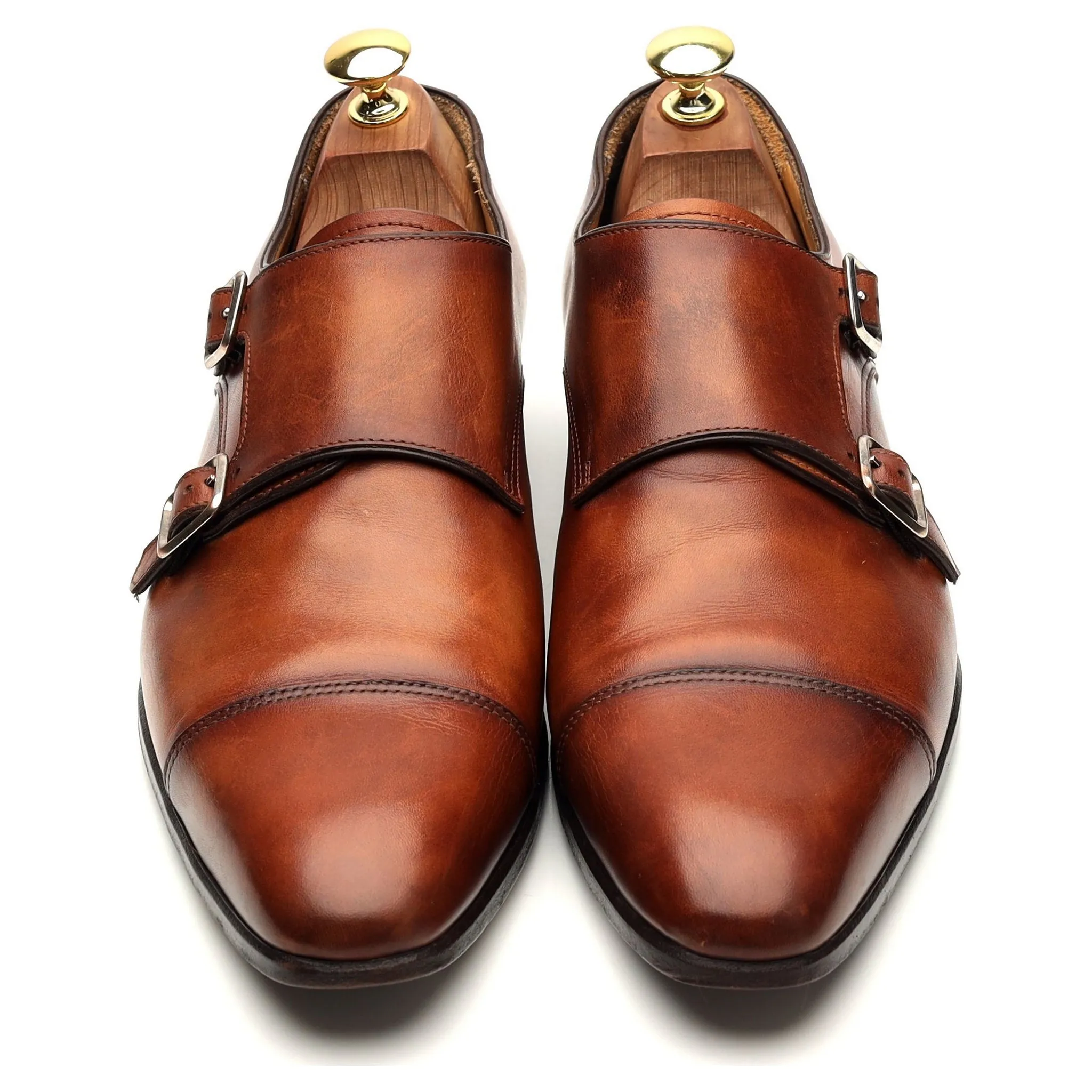 '9287' Tan Brown Leather Double Monk Strap UK 8.5 E