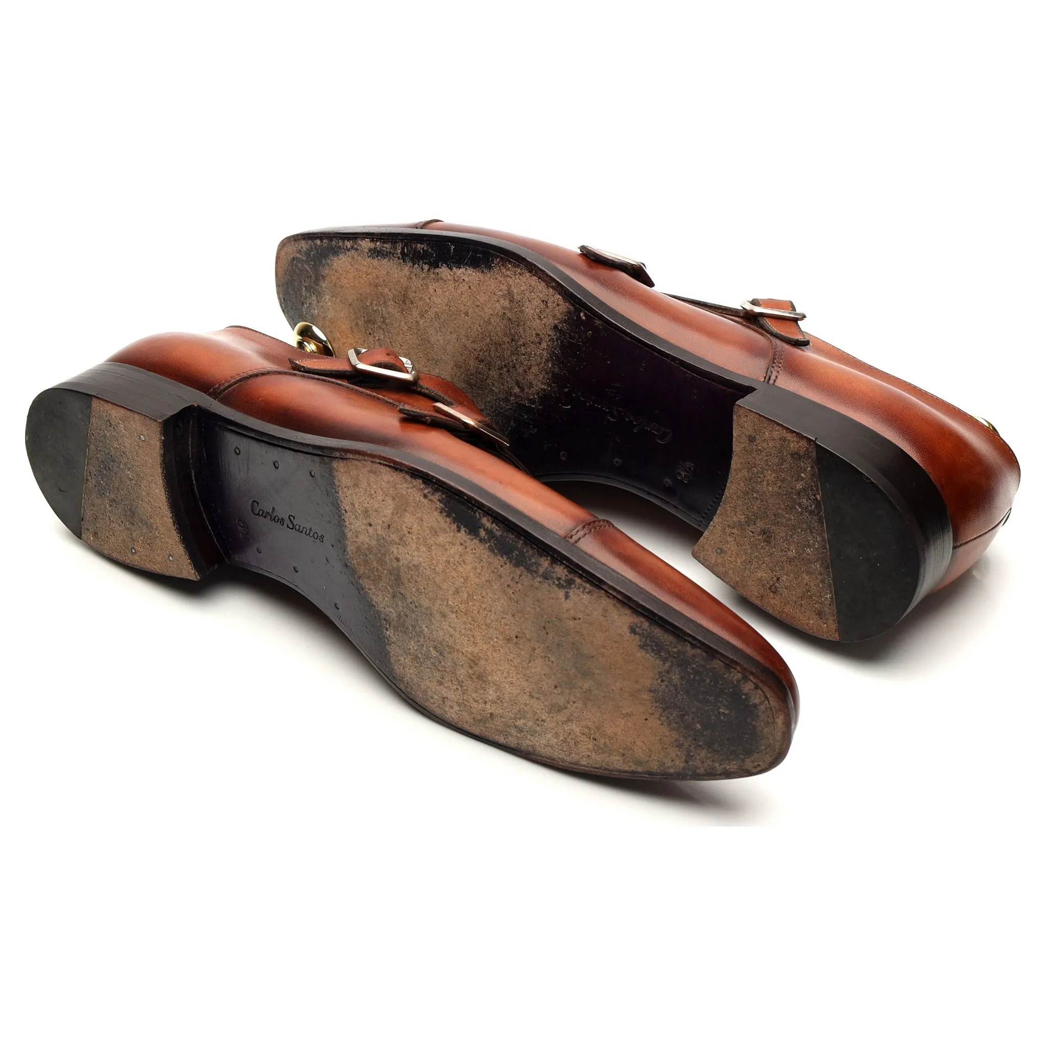 '9287' Tan Brown Leather Double Monk Strap UK 8.5 E