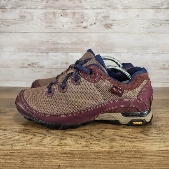 Ahnu Women's Sugarpine II Lowtop Waterproof Hiking Shoes Purple Brown Size 8
