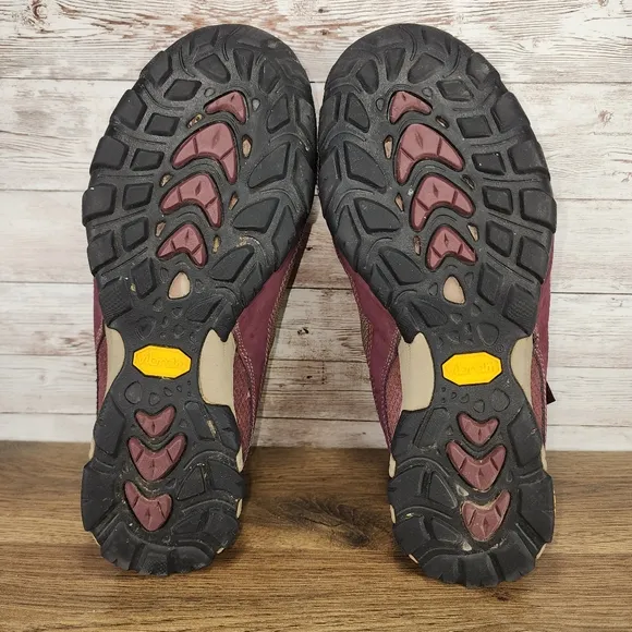 Ahnu Women's Sugarpine II Lowtop Waterproof Hiking Shoes Purple Brown Size 8