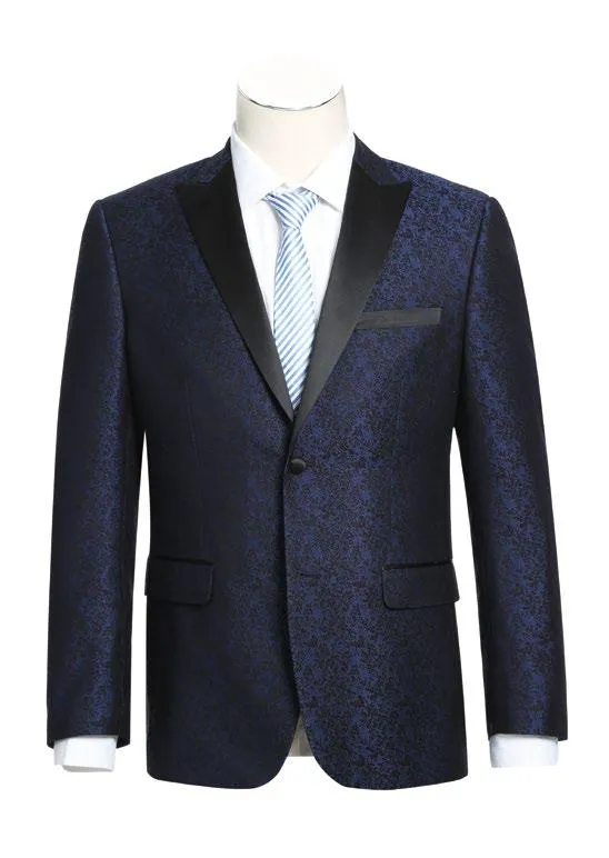 Alessandro Vitello by Renoir Dark Blue Slim Fit Tuxedo Blazer 290-6
