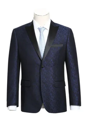Alessandro Vitello by Renoir Dark Blue Slim Fit Tuxedo Blazer 290-6