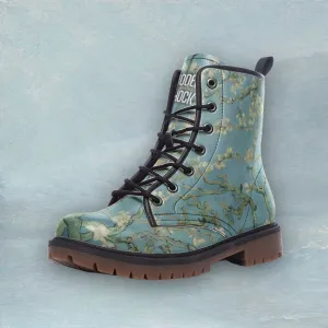 Almond Blossoms Van Gogh Vegan Leather Unisex Boots