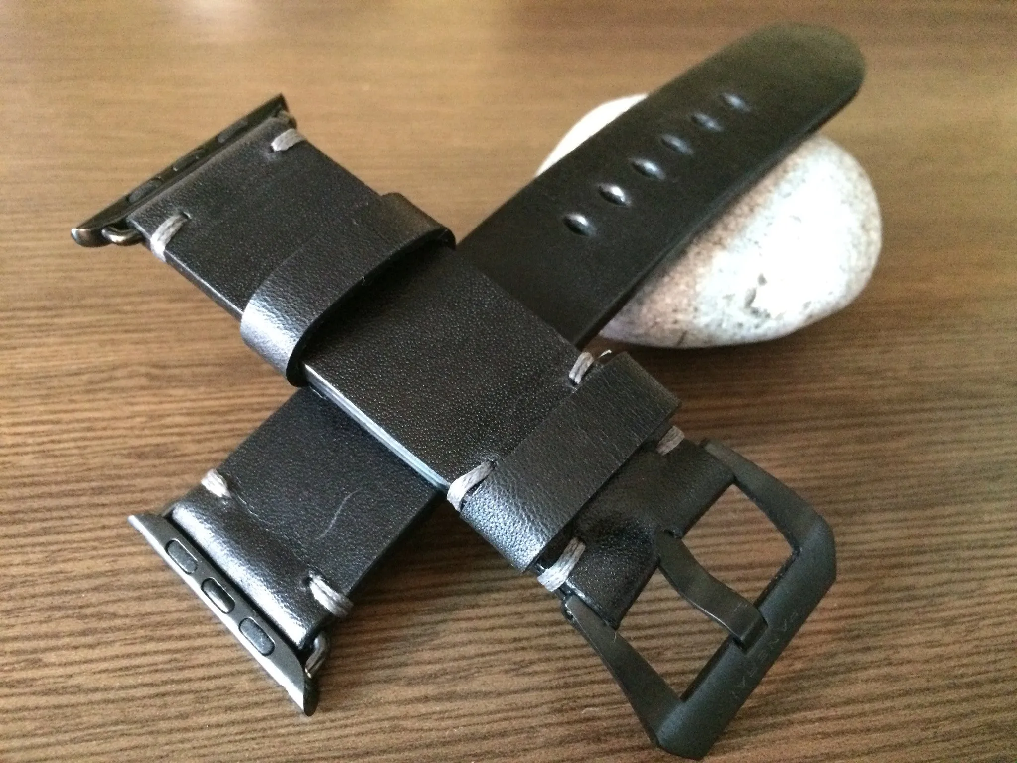 Apple Watch Series 5, Apple Watch 44mm, 40mm, Black Leather Watch Band, Apple Watch 40mm 38mm