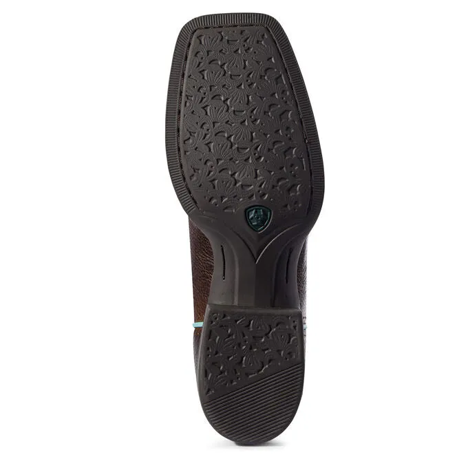Ariat Ladies Round Up Willow Chocolate Leopard Cactus Boots