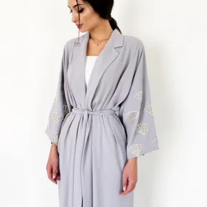 AW18 GREY 9 FANS ABAYA