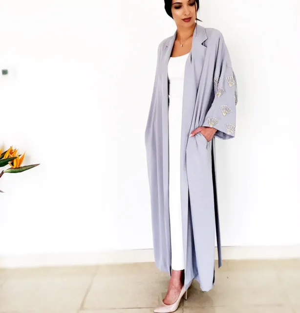 AW18 GREY 9 FANS ABAYA