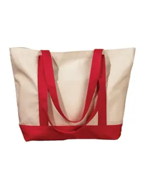 BAGedge Canvas Boat Tote | Natural/ Red