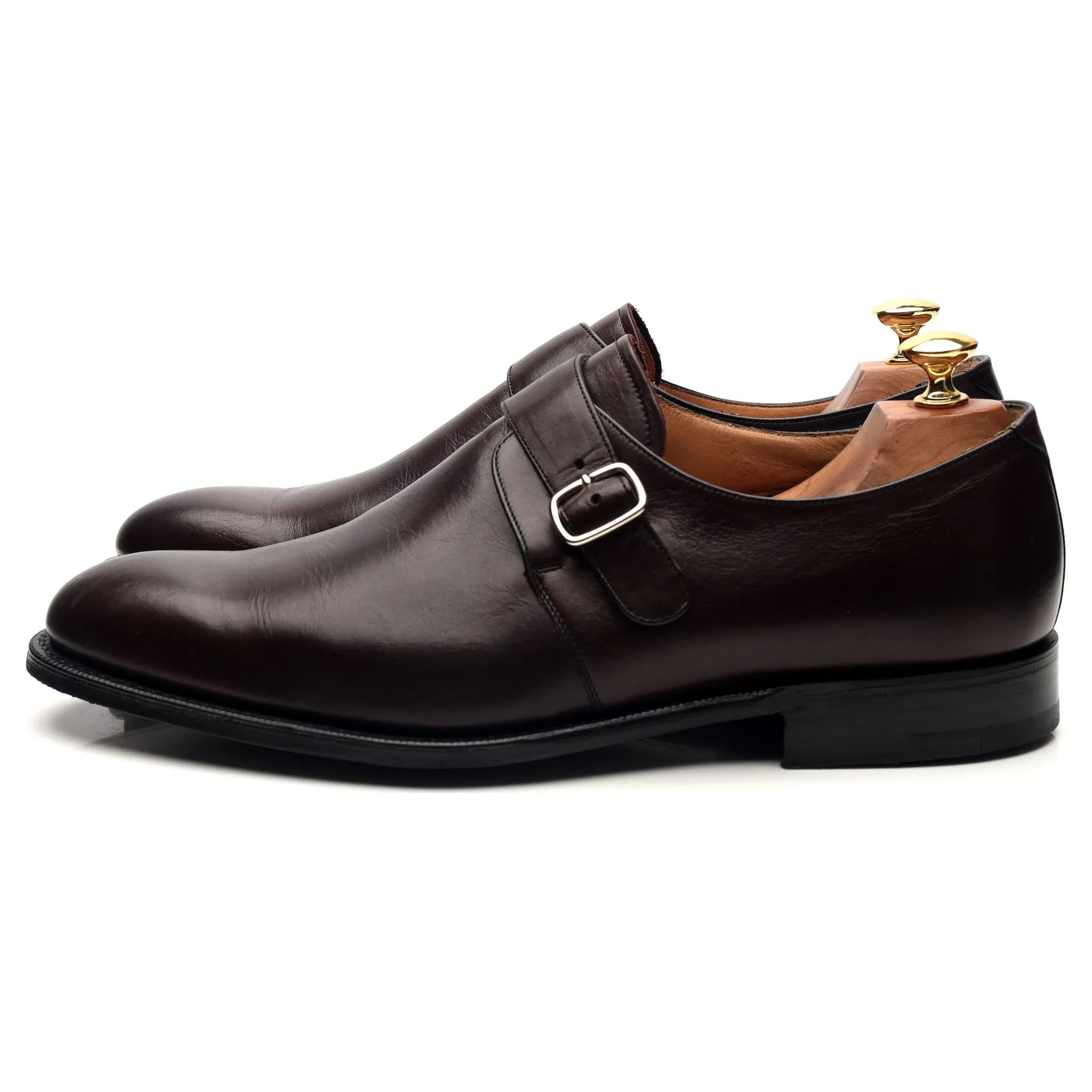 'Bampton' Burgundy Leather Monk Strap UK 9.5 G