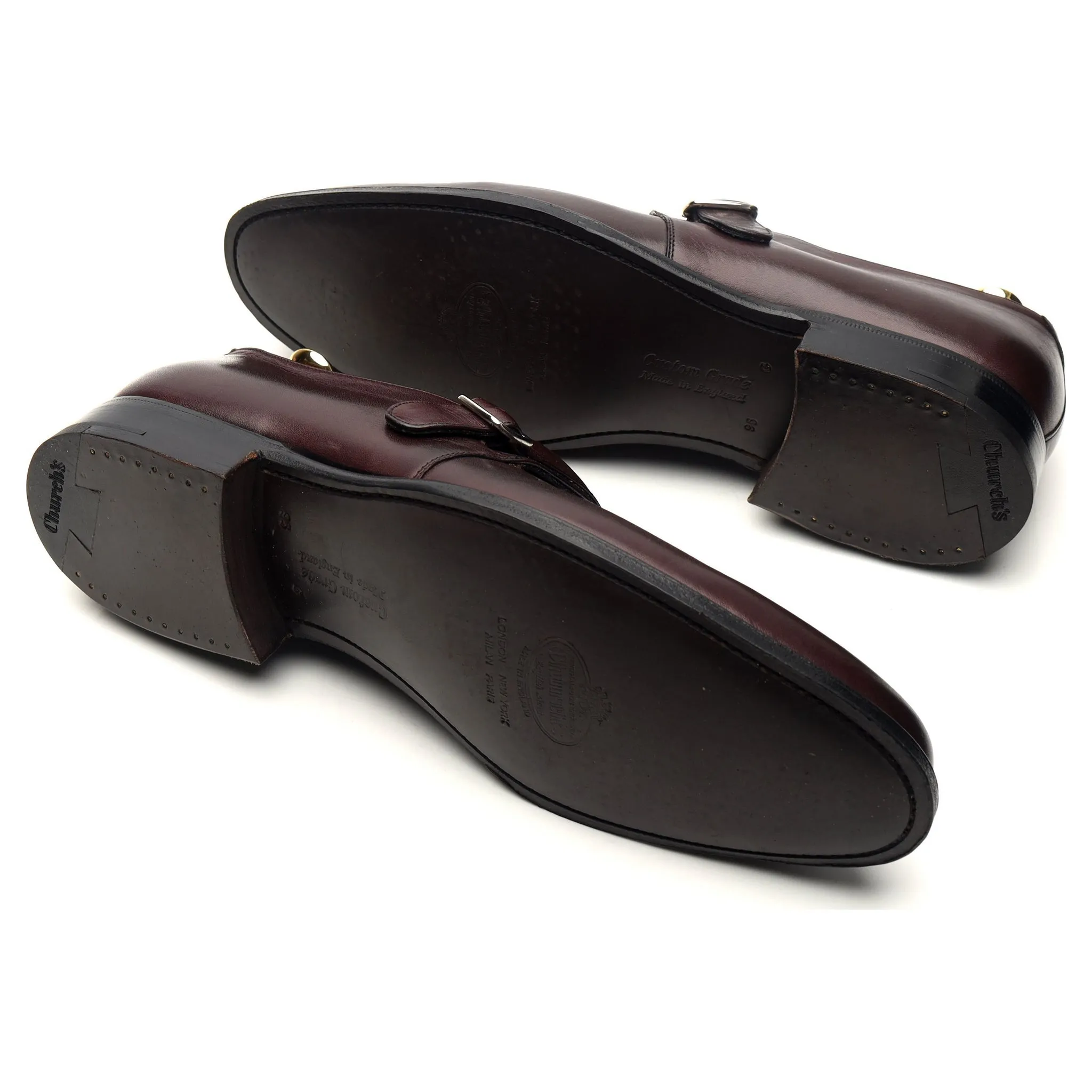 'Bampton' Burgundy Leather Monk Strap UK 9.5 G