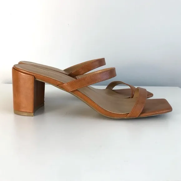 Banana Republic Double Strap Block-Heel Sandal Cognac EUC Sz 8.5 classic 90’s