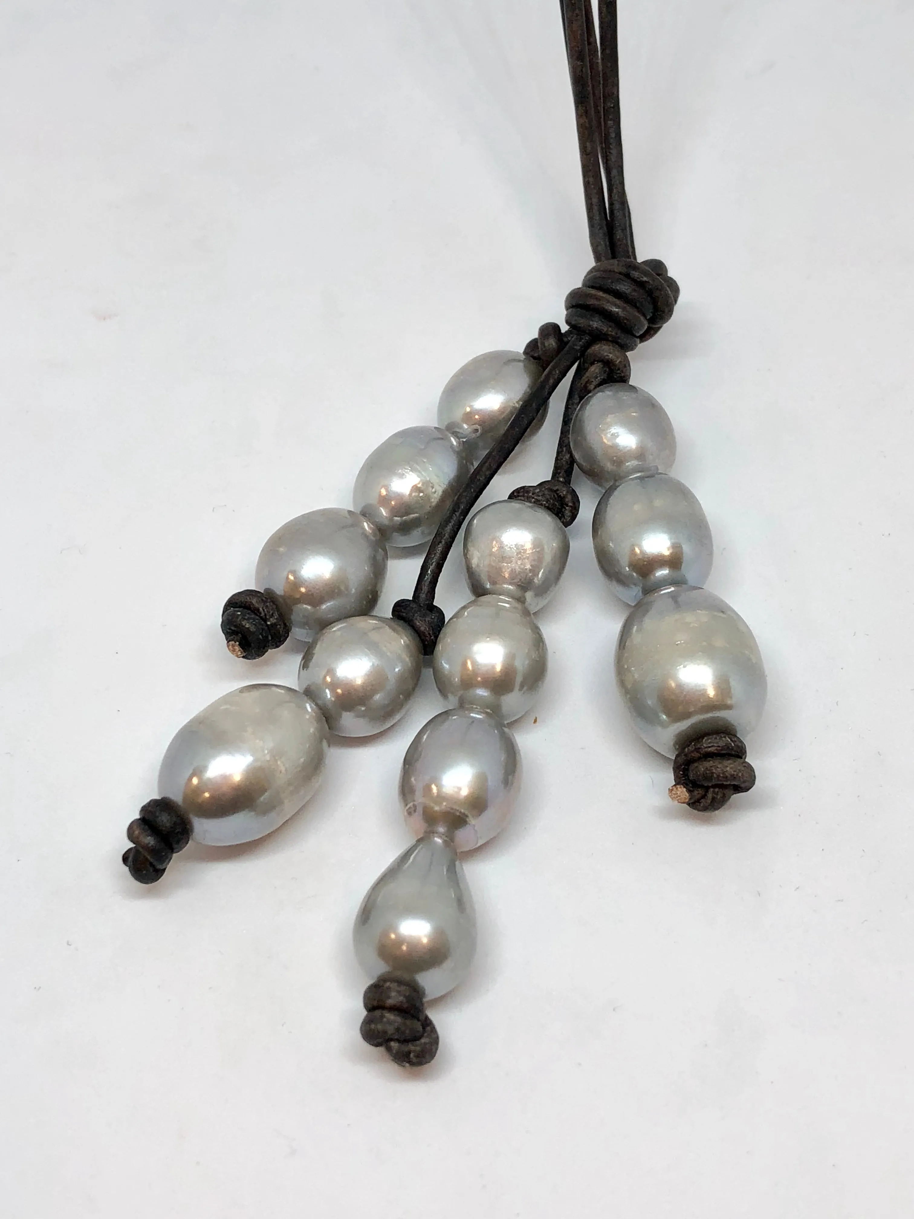 Baroque Pearl & Leather Lariat
