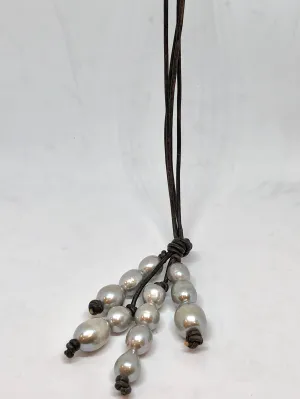 Baroque Pearl & Leather Lariat