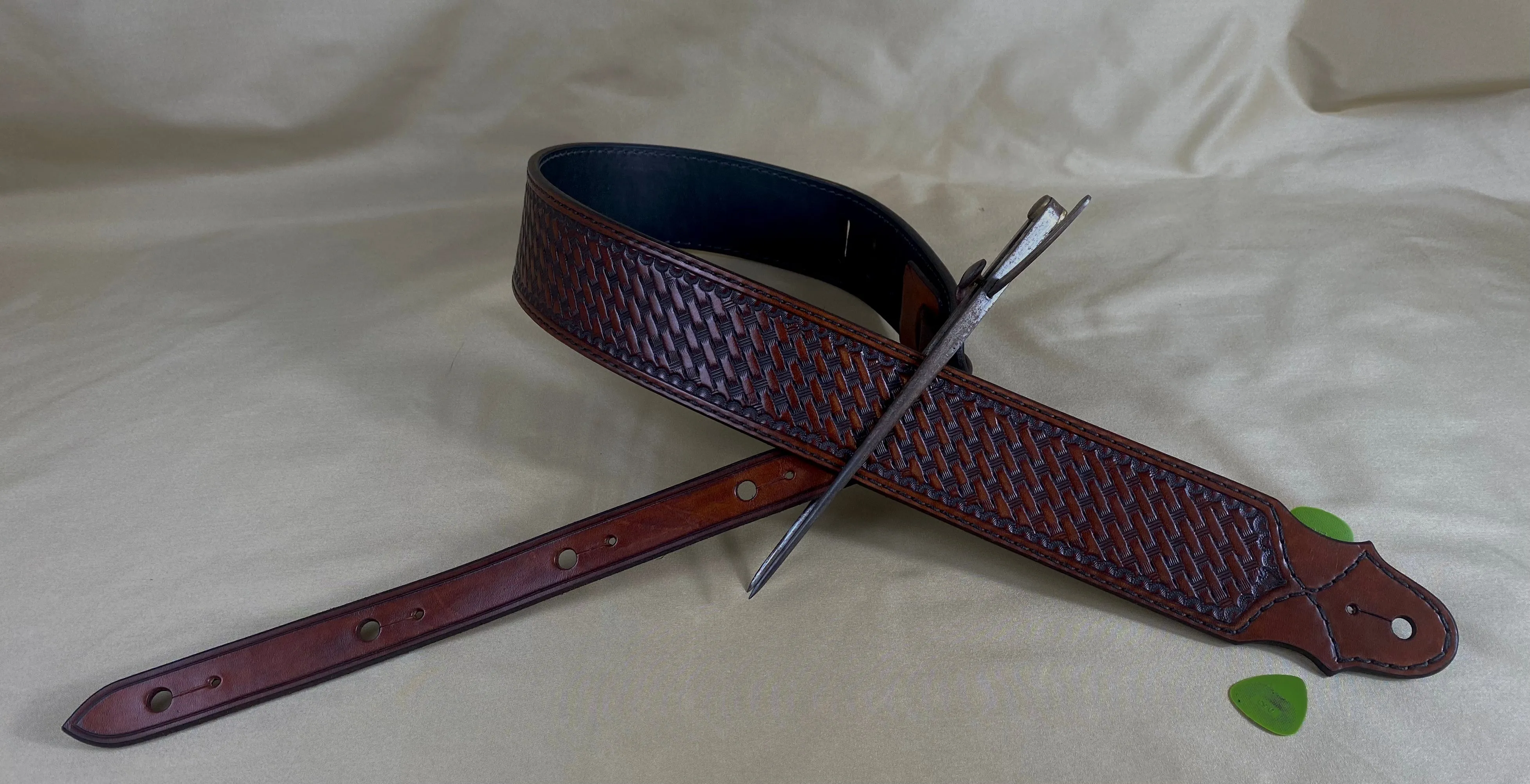 Basket weave Leather Guitar Strap