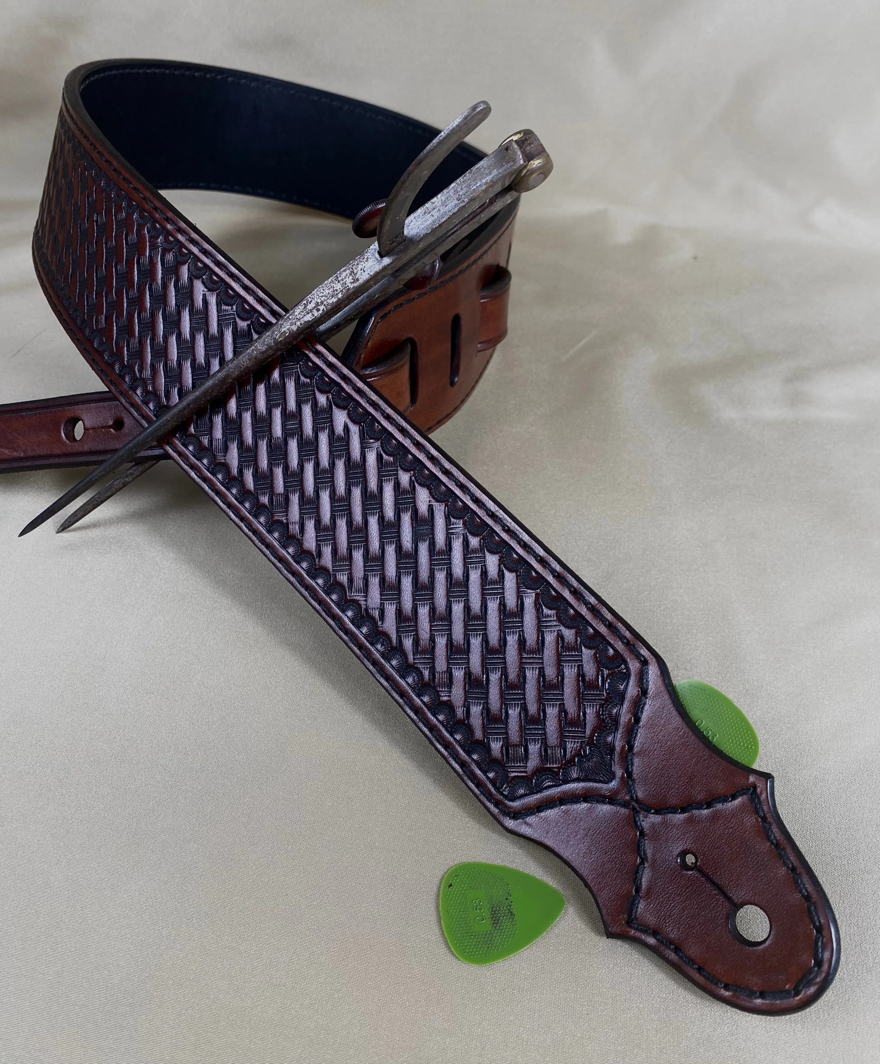 Basket weave Leather Guitar Strap