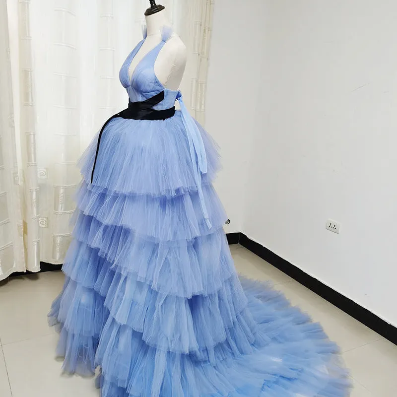 Beautiful Layers V-neckline Tulle Long Formal Dresses, Charming Party Dresses Evening Dress