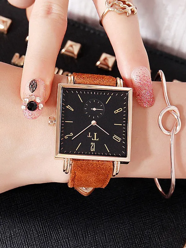 Big Dial Square Pattern Transparent Women's Watch