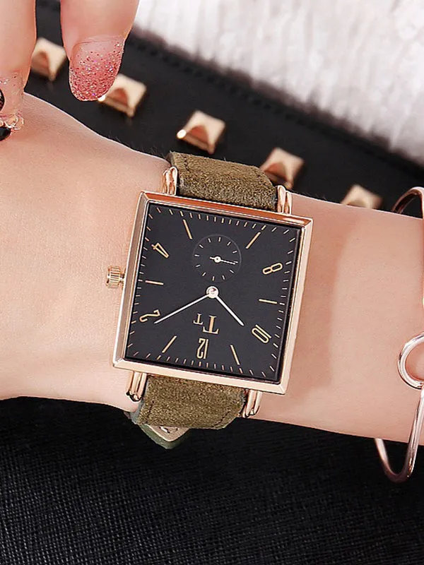 Big Dial Square Pattern Transparent Women's Watch