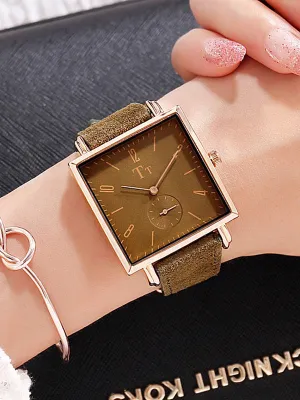 Big Dial Square Pattern Transparent Women's Watch
