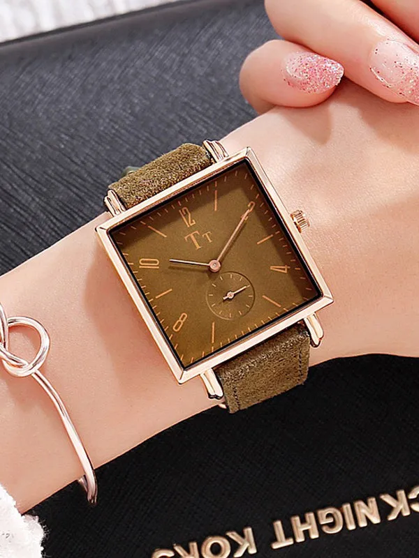 Big Dial Square Pattern Transparent Women's Watch