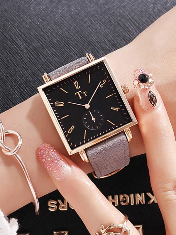 Big Dial Square Pattern Transparent Women's Watch
