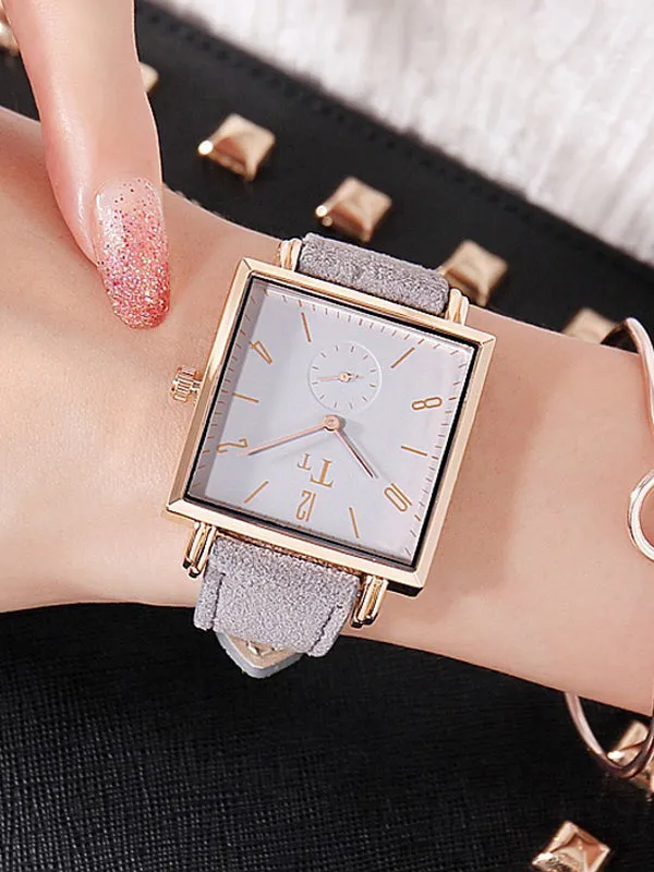 Big Dial Square Pattern Transparent Women's Watch