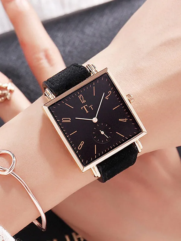 Big Dial Square Pattern Transparent Women's Watch