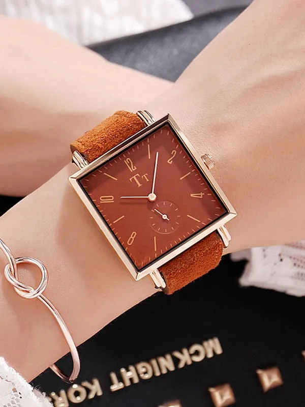 Big Dial Square Pattern Transparent Women's Watch