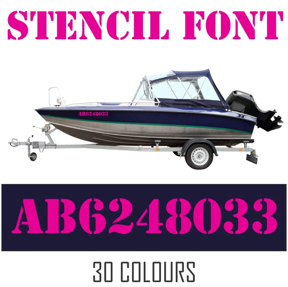 Boat NAME Decals - STENCIL Font - 3" Boat Names -  Pair