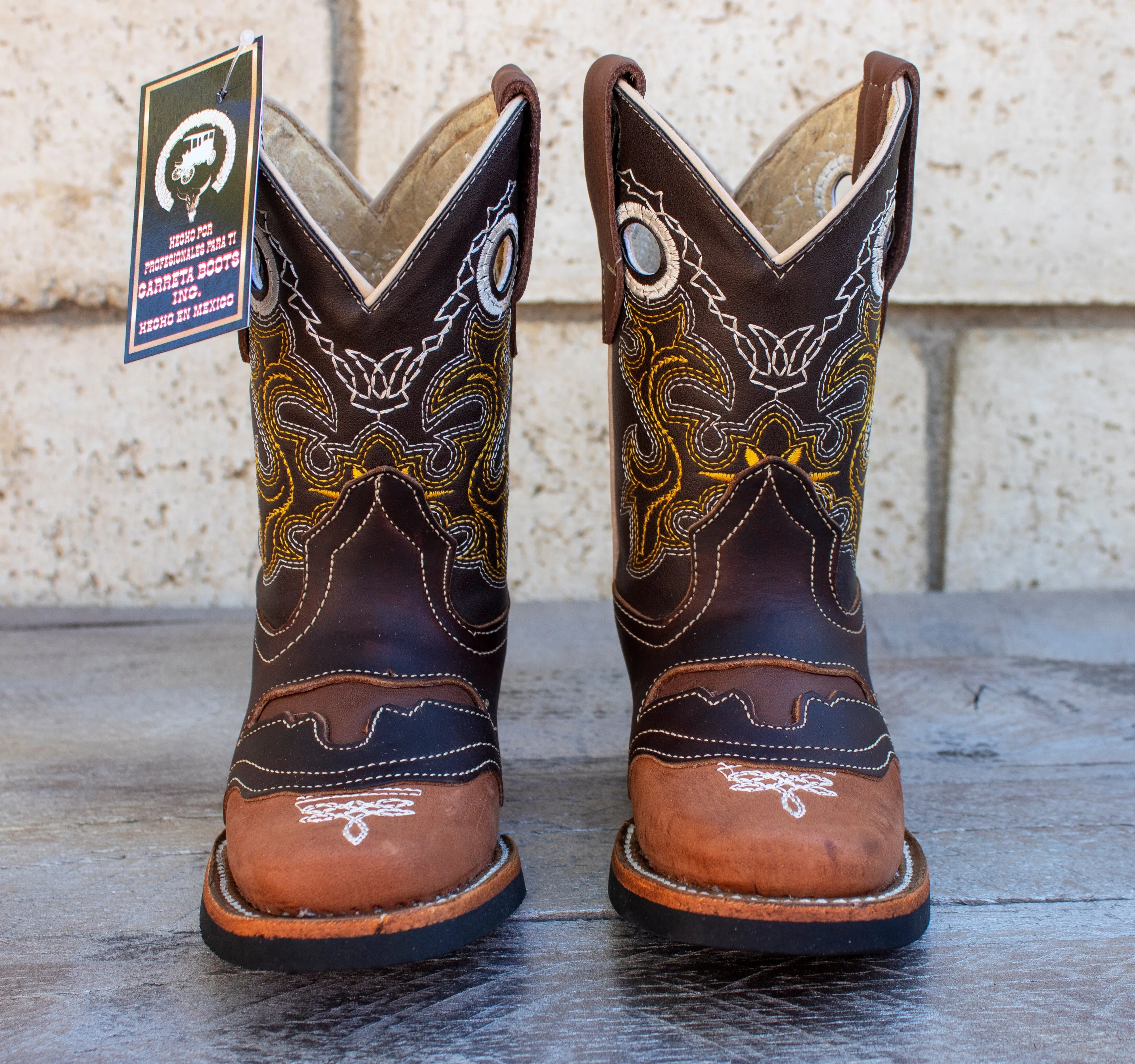 BOYS TODDLER YOUTH WESTERN SQUARE TOE COWBOY LEATHER BOOTS