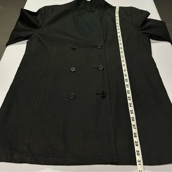 Brooks Brothers Trench Coat Jacket Womens Size L Button Up Waxed Cotton Black