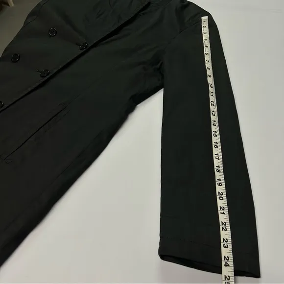 Brooks Brothers Trench Coat Jacket Womens Size L Button Up Waxed Cotton Black