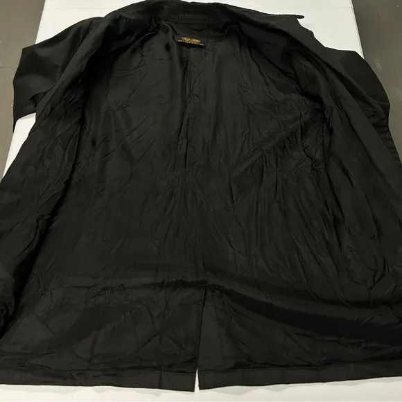 Brooks Brothers Trench Coat Jacket Womens Size L Button Up Waxed Cotton Black
