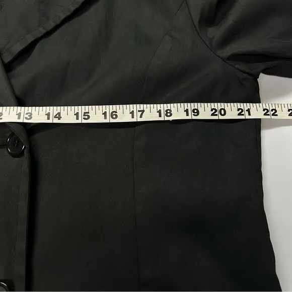 Brooks Brothers Trench Coat Jacket Womens Size L Button Up Waxed Cotton Black